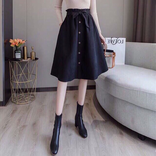 Chân váy cột nơ nữ tính phối nút - 25 store