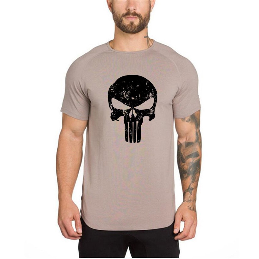 Áo thun tay ngắn in hình đầu lâu cá tính cho nam