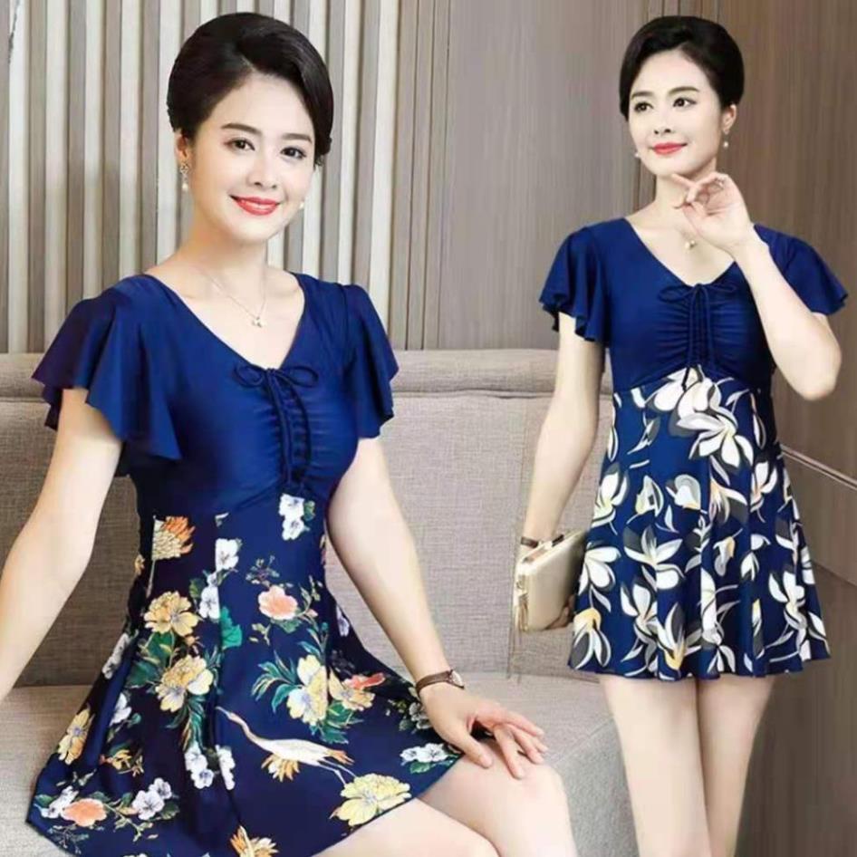 Bikini Đồ bơi đi biển váy phối hoa cho các mẹ trung niên, người lớn tuổi, áo tắm đi biển cho mẹ ! '
