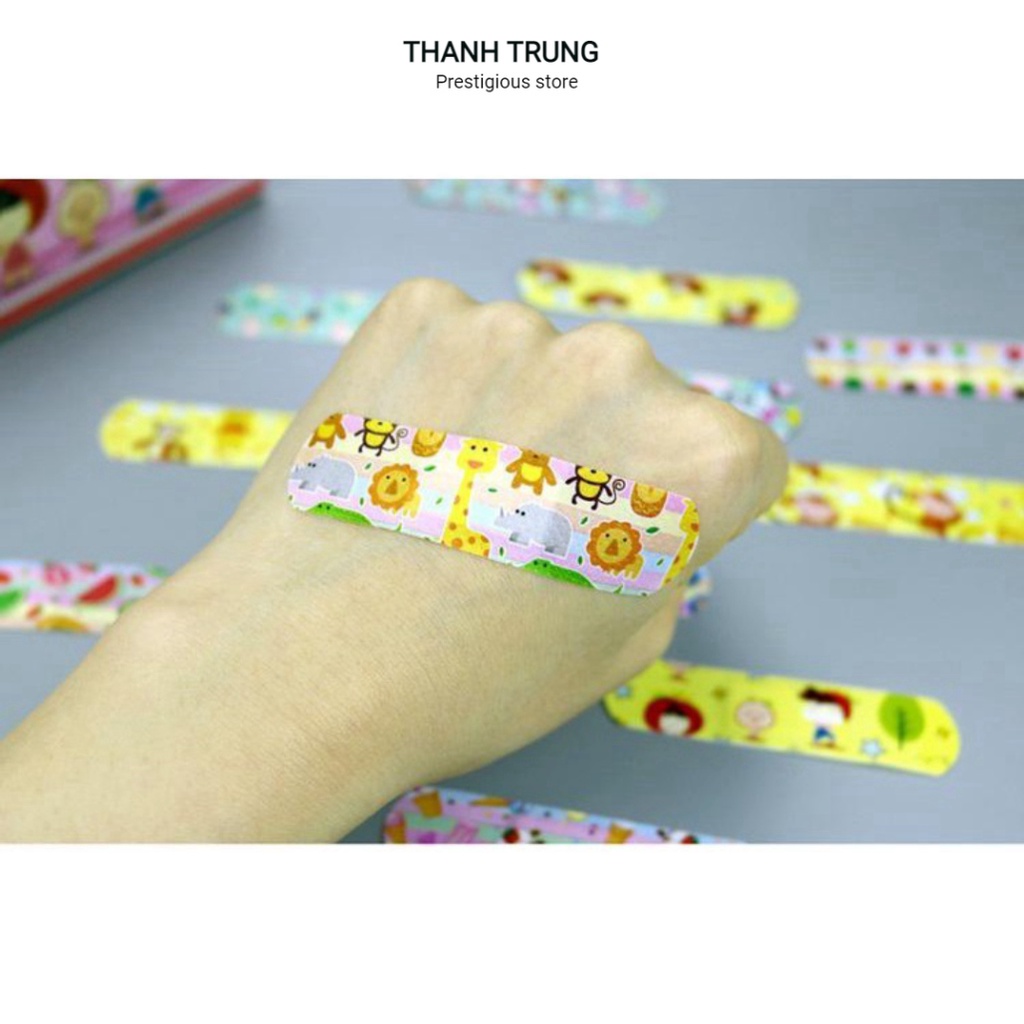 Hộp 100 urgo cá nhân sticker hoạt hình dễ thương,Băng dán y tế, miếng dán vết thương, băng gâu cute trẻ em
