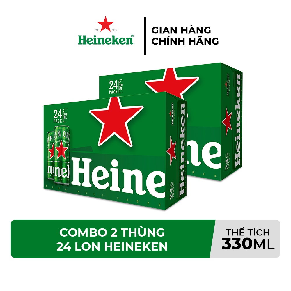 HỎA TỐC HCM - Combo 2 Thùng 24 lon bia Heineken 330ml/lon