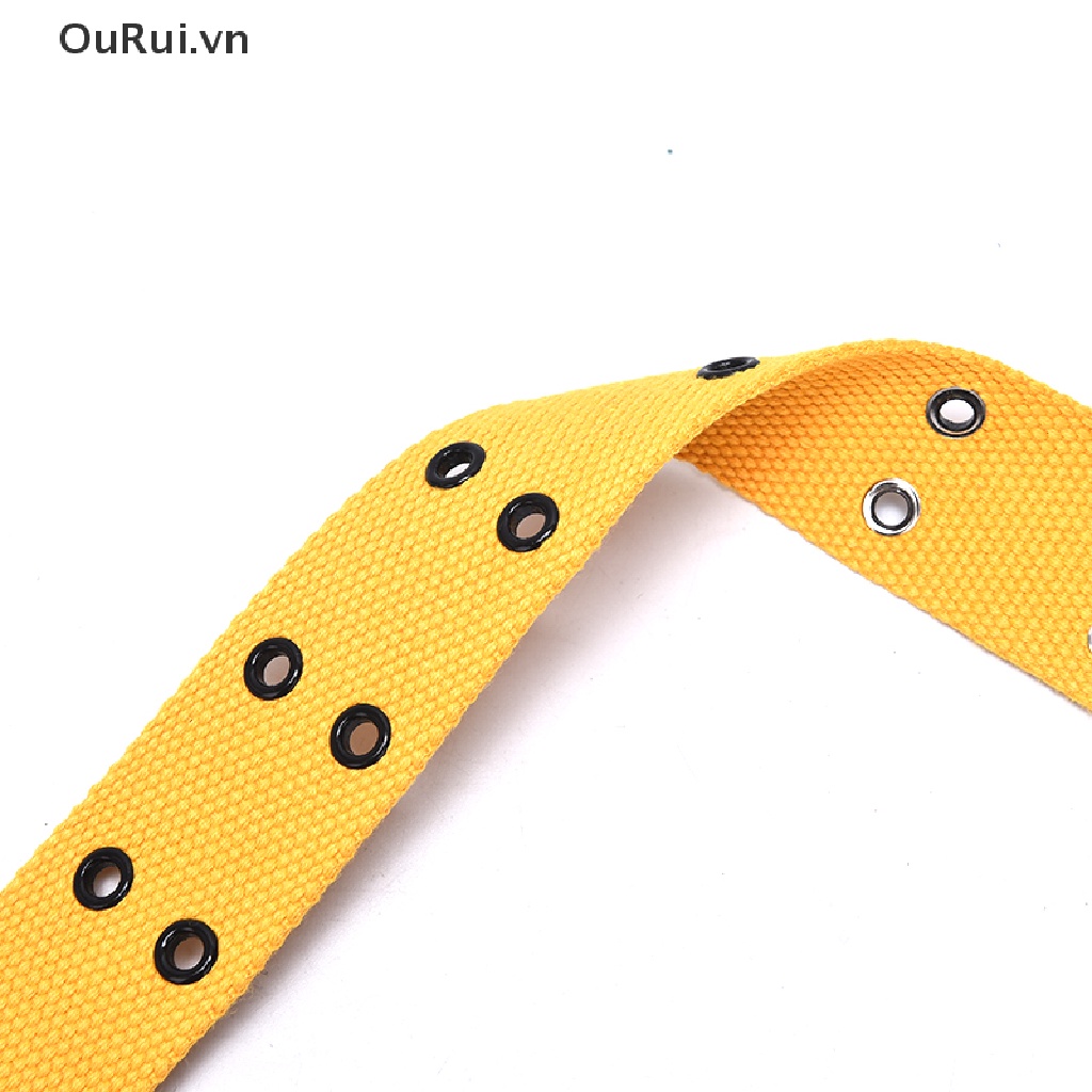 Thắt lưng vải canvas khóa đôi phong cách Harajuku cá tính cho nam nữ