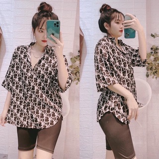 Áo sơmi 2 túi kẽ sọc .dio...r mix quần ngố