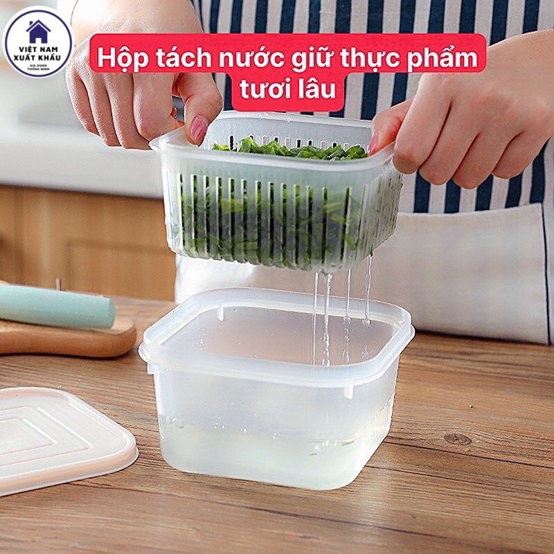 Hộp Bảo Quản Tách Nước Giúp Thực Phẩm Tươi Lâu