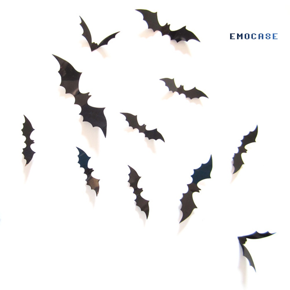Set 12 Miếng Dán Tường Trang Trí Hình Dơi 3D DIY