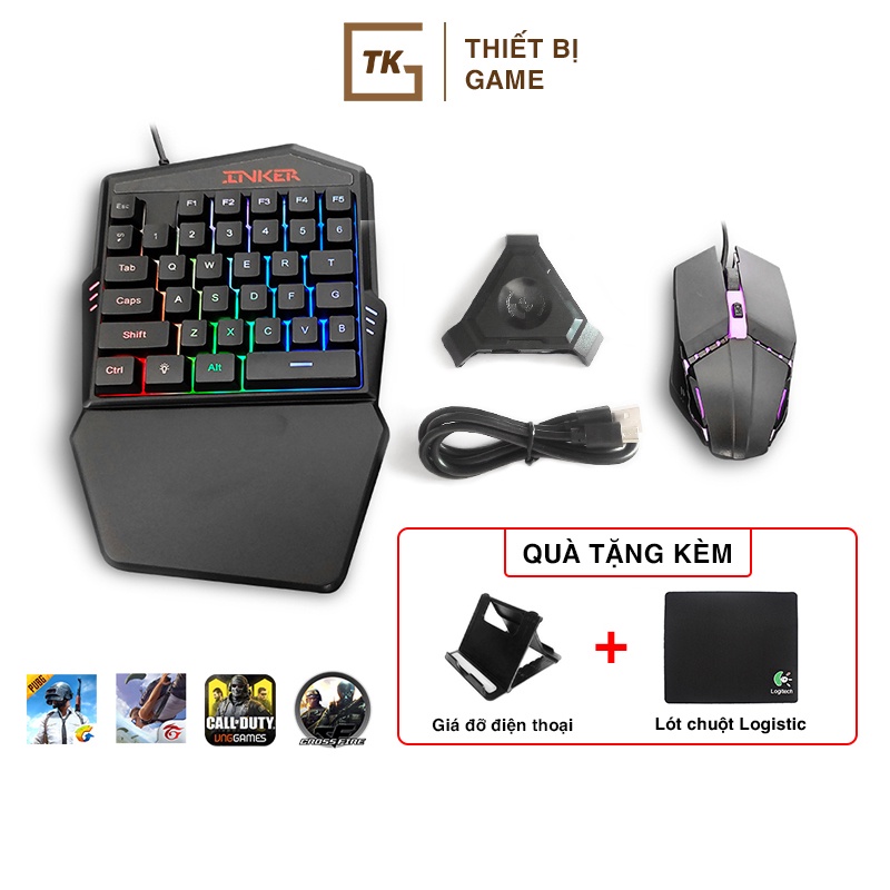 Combo bộ chuyển đổi BSP P5 bàn phím chuột INKER chơi PUBG Mobile, COD