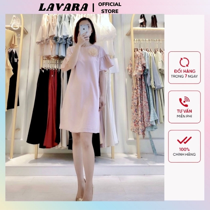 Đầm suông nữ thiết kế tay bồng form rộng LAVARA DA07
