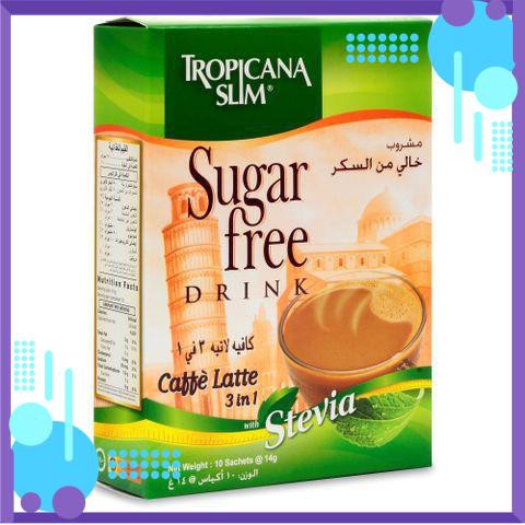 Cà phê ăn kiêng không đường chiết xuất từ lá cỏ ngọt Tropicana Slim Latte 140g (10 x 14g)