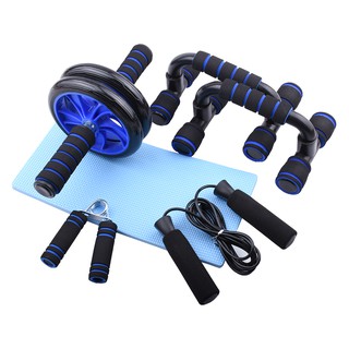 Bộ Dụng Cụ Bánh Xe Lăn Tập Thể Dục Giảm Cân Đa Năng 4 Trong 1 Bao Gồm Cán + Con Lăn + Dây Nhảy + Đệm Đầu Gối