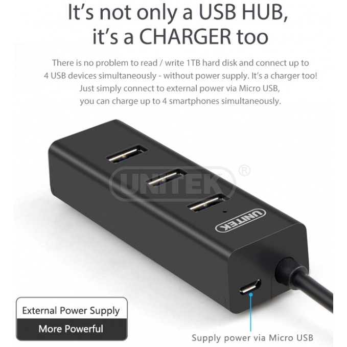 Bộ chia 4 cổng HUB USB 3.0 Unitek Y-3089