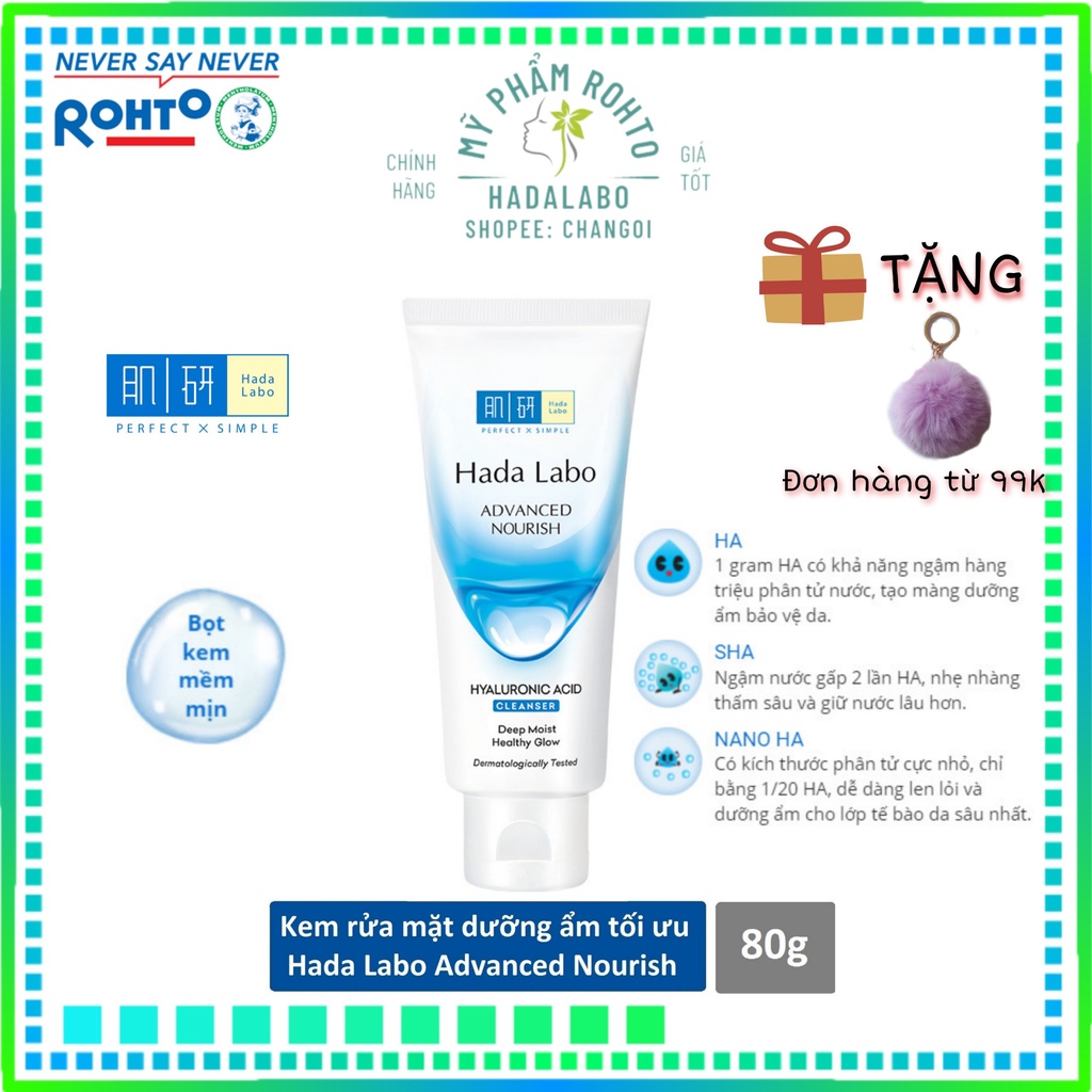 Sữa rửa mặt dưỡng ẩm HadaLabo Advanced Nourish Hyaluronic Acid Cleanser 80g - HadaLabo trắng | BigBuy360 - bigbuy360.vn
