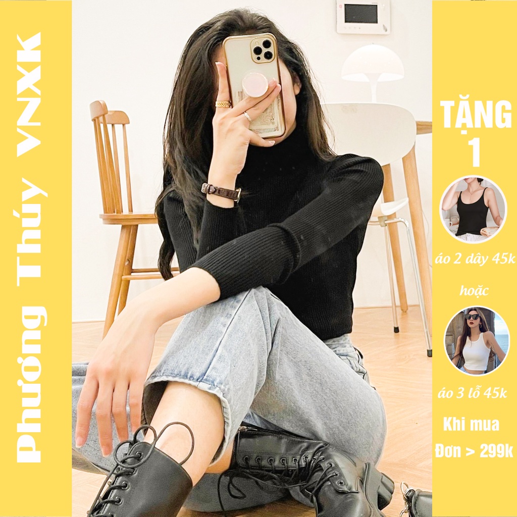 Áo len PHƯƠNG THÚY VNXK cao cấp - áo len cổ lọ kiểu dáng basic phong cách hiện đại hàng Quảng Châu | BigBuy360 - bigbuy360.vn