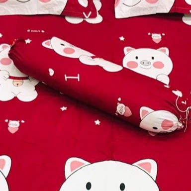 Vỏ gối ôm cotton poly 35x100cm,rẻ nhất tp hcm,được chọn mẫu-heo đỏ to