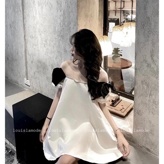 Váy Trễ Vai Đính Nơ Kết Đá