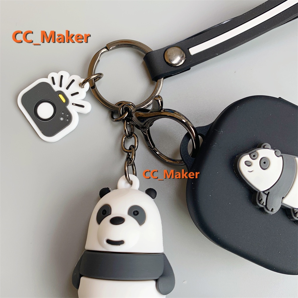 SoundPeats Air2 Case Cartoon We Bare Bears Keychain Pendant SoundPeats True Air2 Silicone Soft Shell Case Cute Solid Color Ring Lanyard Cute Panda Pendant SoundPeats Air2 Cover Shockproof Shell Case