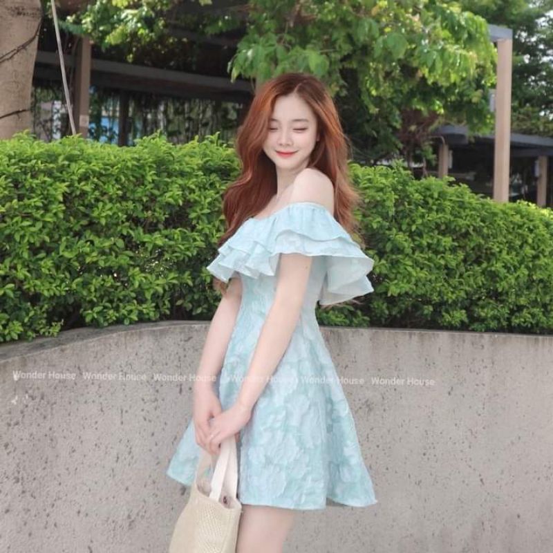 🌸🌸Váy trễ vai tơ hoa bèo xinhh hết nút❤❤