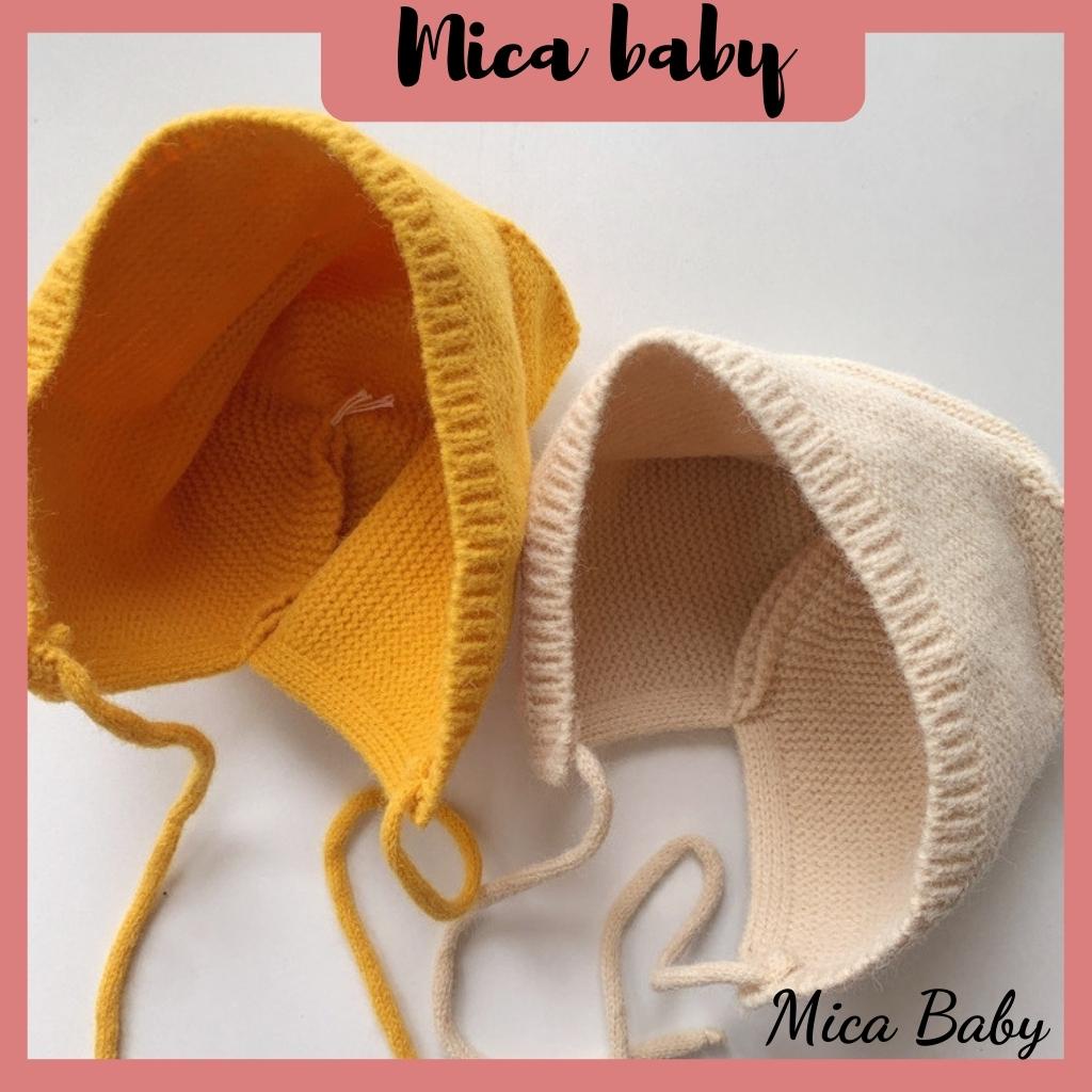 Mũ len cột dây kiểu dáng tai mèo đáng yêu cho bé Mica baby ML49