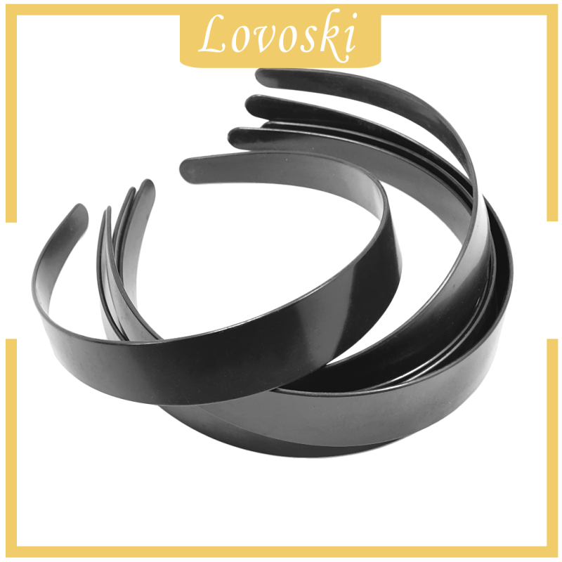 Bộ 5 Băng Đô Cài Tóc Bằng Nhựa Màu Đen Trơn Rộng 3cm DIY