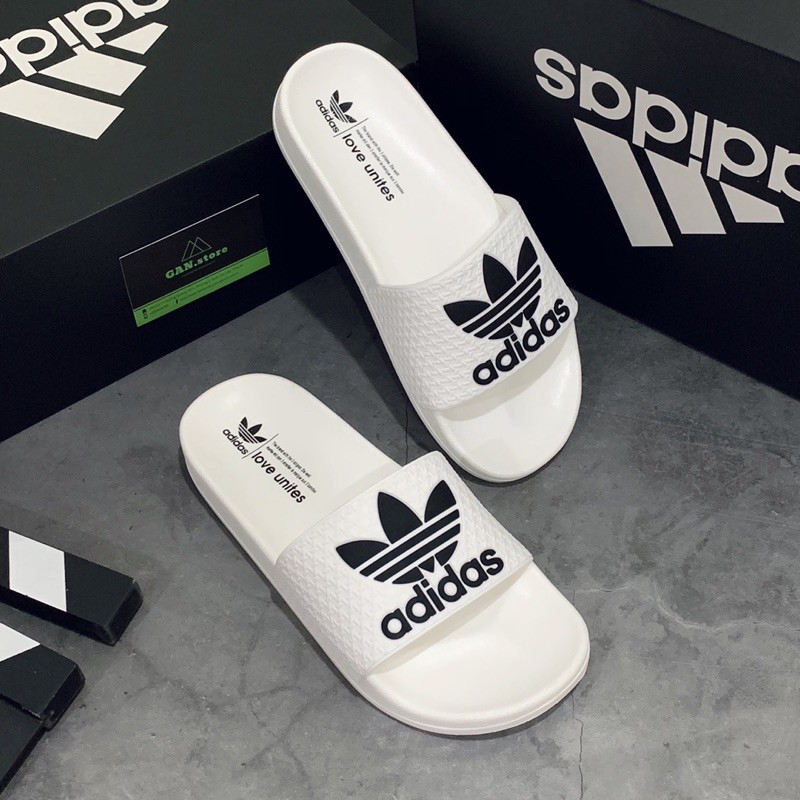 DÉP ADIDAS ADILETTE TRẮNG LOGO ĐEN - Xinh xắn full box