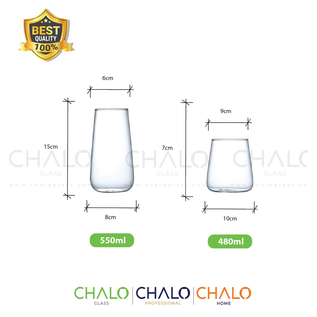 Ly thủy tinh đáy bầu 480ml - 550ml  (Thủy tinh chịu nhiệt Borosilicat) - CTR02 - (Ly trơn, không in hình)