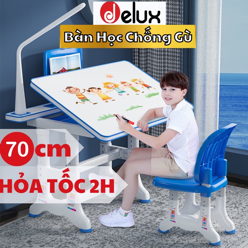 Bộ Bàn Ghế Chống Gù Chống Cận Có Giá Đỡ Sách, Bàn Học Thông Minh Nâng Hạ Chiều Cao Cho Bé Tiểu Học