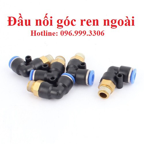 Đầu nối góc ren ngoài PL khí nén, phun sương, chịu được áp suất cao, đầy đủ kích cỡ, giá sỉ