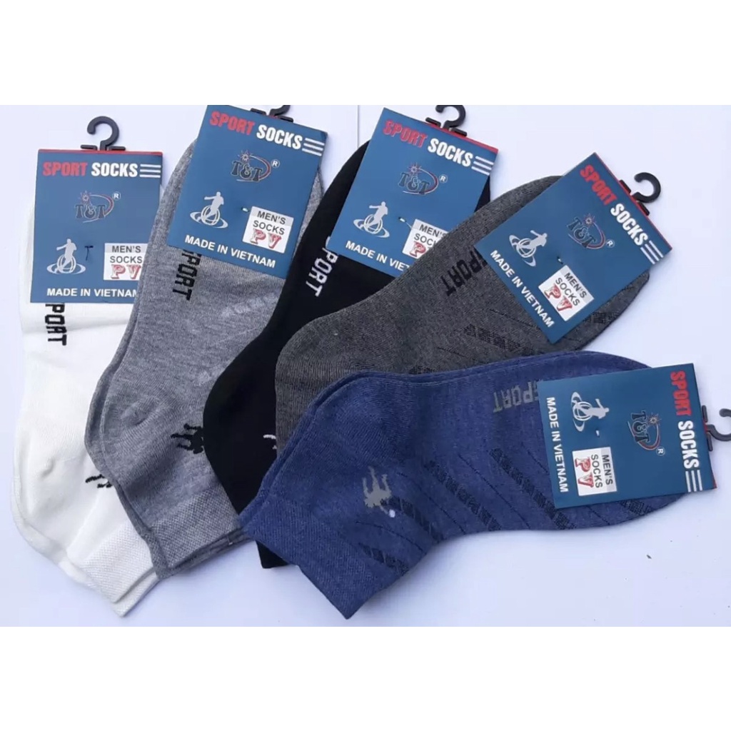 [HCM] Combo 5 đôi vớ nam cổ trung,100% thun Cotton Siêu co giãn, thương hiệu : Công ty T&amp;T ,Hàng Việt Nam chất lượng