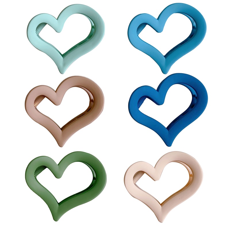 Kẹp Tóc Càng Cua Hình Trái Tim Màu Nhám Dày Dặn Chống Trượt Thời Trang Cho Nữ