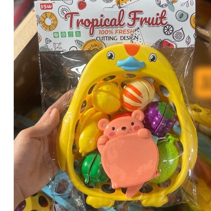 Bộ đồ chơi cắt hoa quả trái cây kèm rổ đựng cho bé