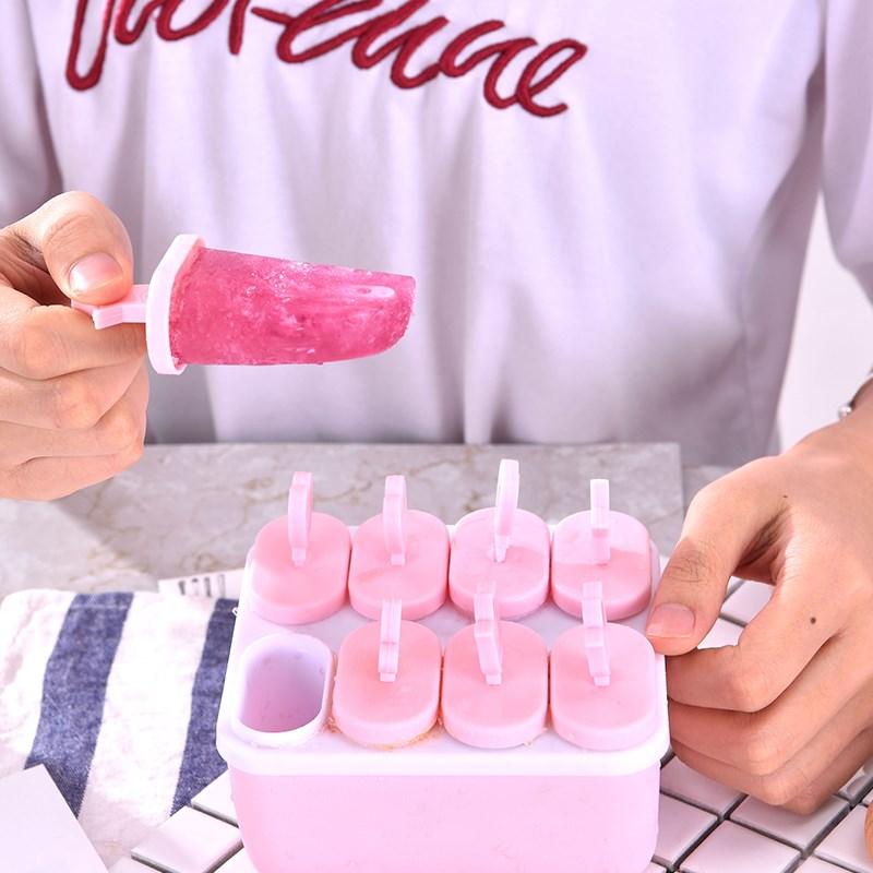 Khuôn làm kem que DIY có thể dùng được nhiều lần gồm 8 ô tiện dụng Ruby