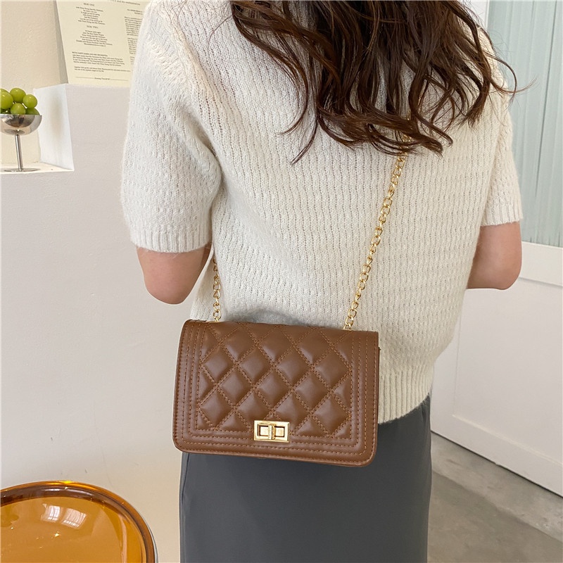 Túi đeo chéo JASMIN NOIR thiết kế khóa cài họa tiết dập caro cổ điển thời trang cho nữ