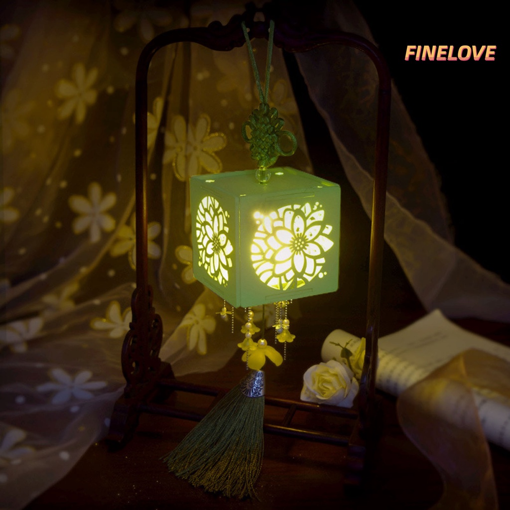 Finelove Bộ Hộp Đèn Trung Hoa Cổ Điển Bằng Gỗ Bắt Mắt Thủ Công Trang Trí Giáng Sinh
