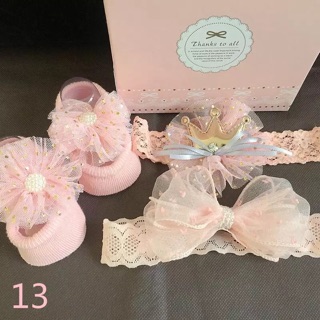 Set tất kèm băng đô cho bé sơ sinh