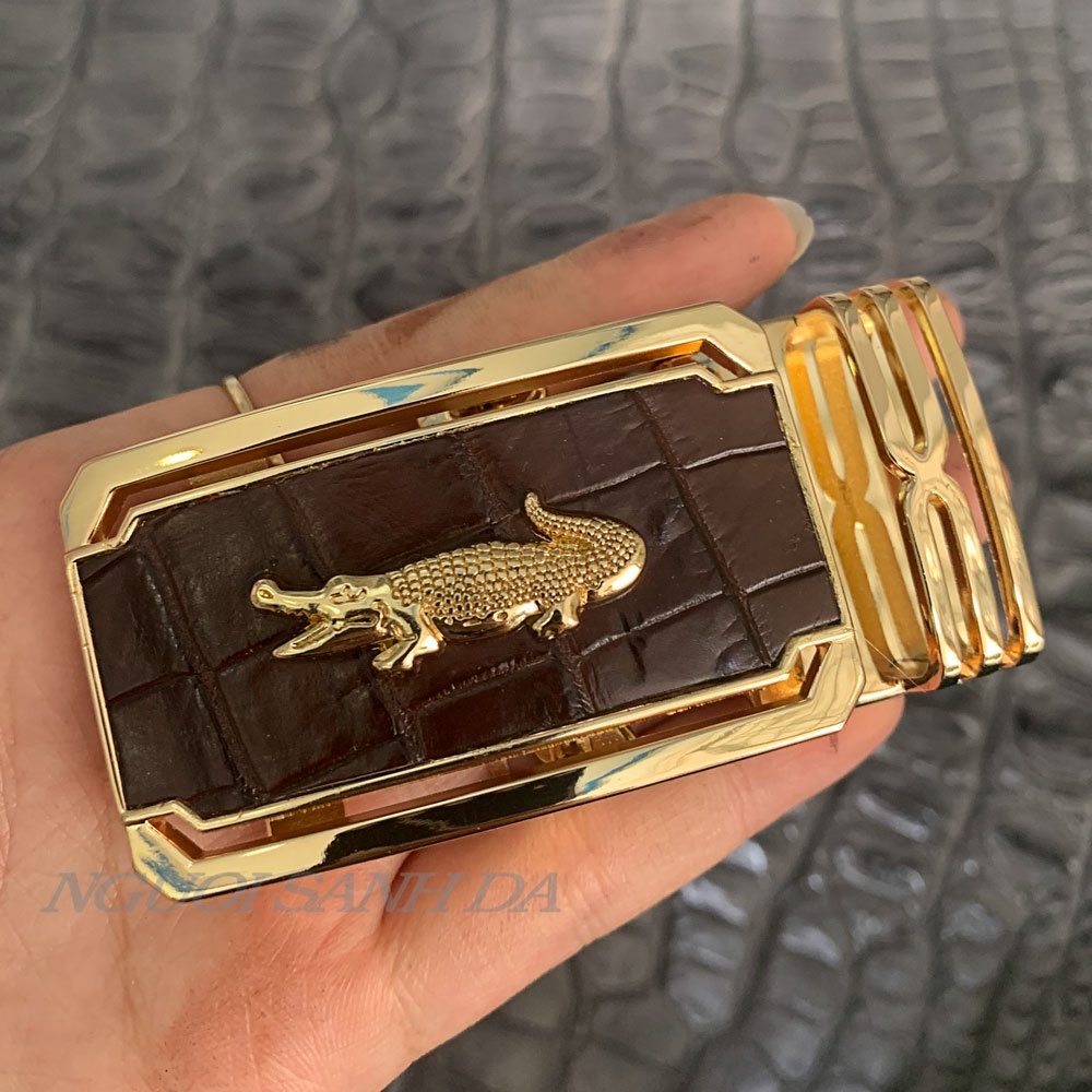 Mặt khóa thắt lưng nam da cá sấu 100% - Đầu khóa thắt lưng cao cấp 2 màu NGƯƠI SÀNH DA