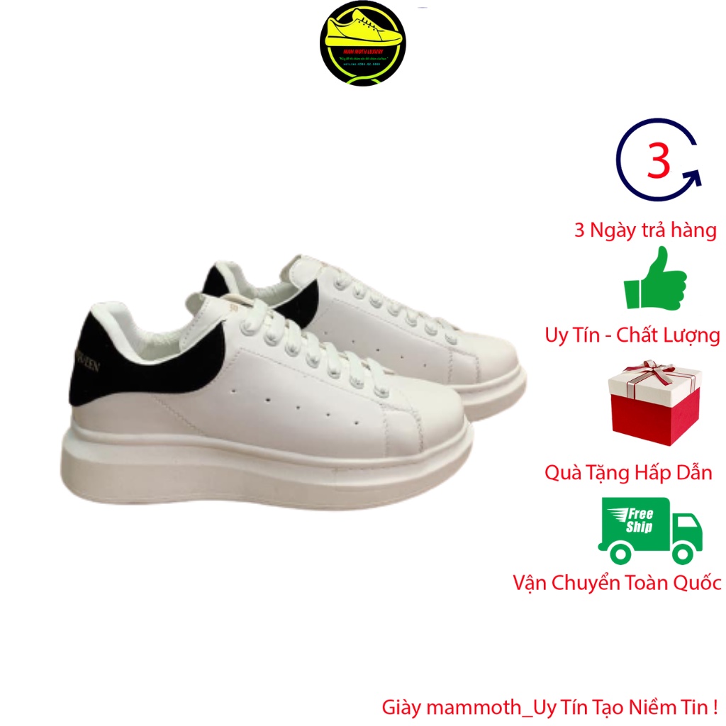 Giày mcq,giày mcqueen gót nhung đen dây lụa sneaker full bill box phụ kiện mammoth