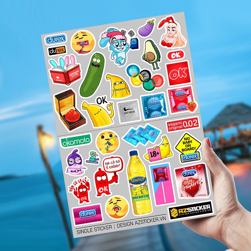 Set A4 Hình Dán Sticker Durex Cực Chất STKA433  | Sticker Dán Xe, Tem Dán Xe Máy, Xe Điện Chống Thấm Nước, Chống Bay Màu