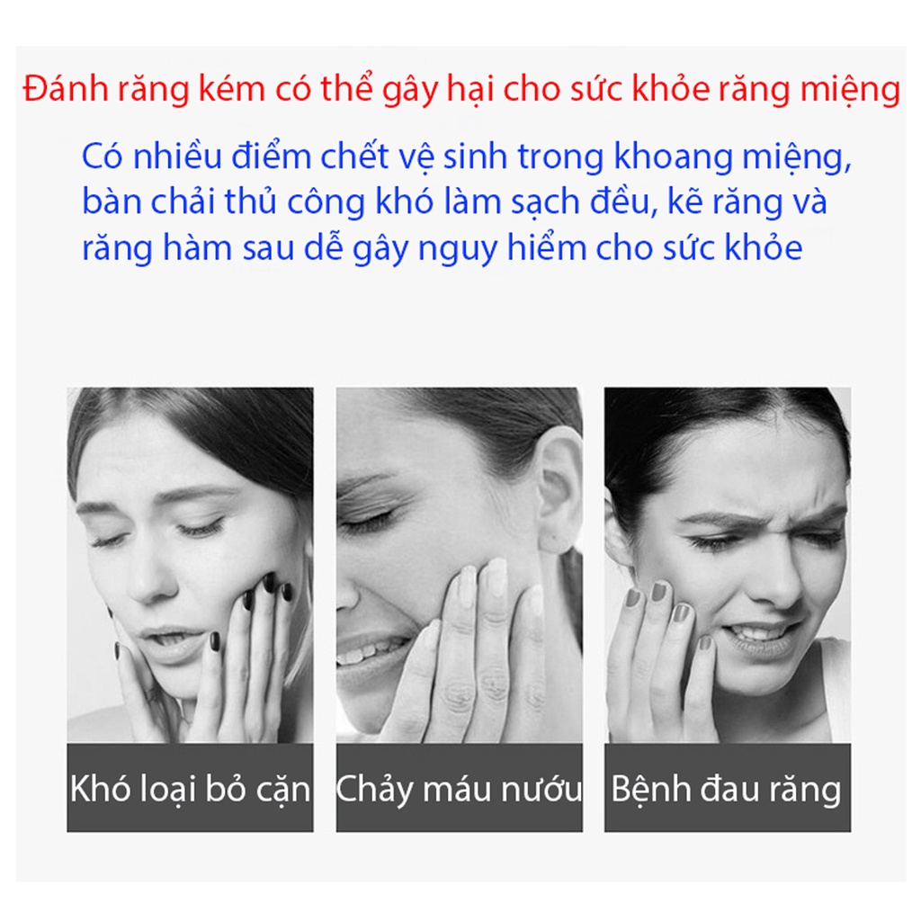 Bàn chải đánh răng điện lông mềm SeaSy SS03 công nghệ sóng âm tích hợp 3 chế độ, chải sạch mảng bám, loại bỏ vi khuẩn