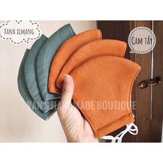 KHẨU TRANG VẢI LINEN MÀU TRƠN, 3 LỚP