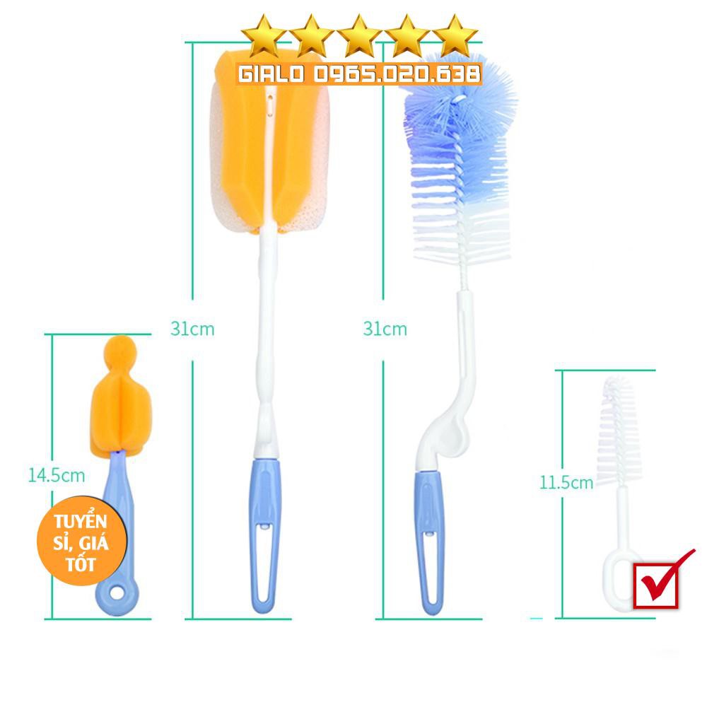 Bộ cọ rửa bình sữa cho bé Silicone Beedol cao cấp-tay cầm xoay 360 độ-cọ núm ti-cọ rửa ống hút