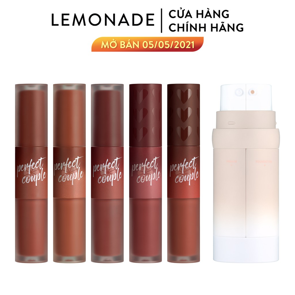 Combo trọn bộ Lemonade Perfect Couple Fashionistar gồm 1 Foundation 30g và 5 Son kem 8gx5 | WebRaoVat - webraovat.net.vn