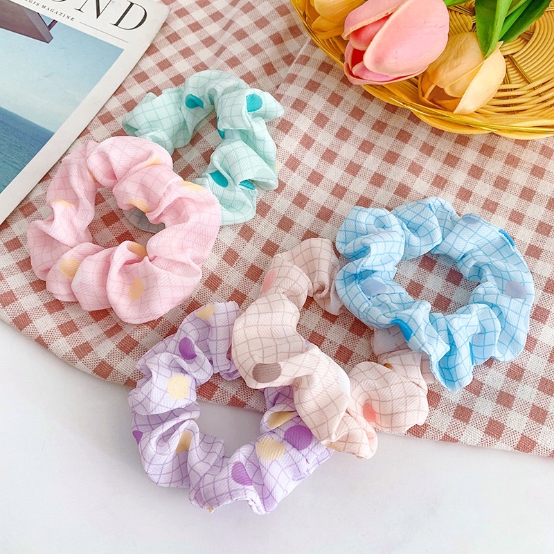 Cột tóc Hàn Quốc,Cột tóc scrunchies hot trend Cột tóc hoạ tiết Scrunchies - Mã SC03