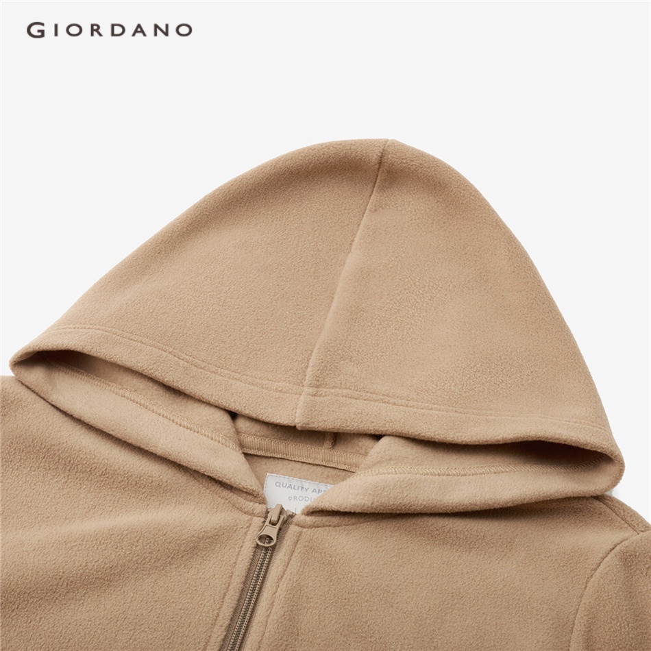 Áo khoác GIORDANO 13372820 vải nỉ dạ màu trơn có khóa kéo thời trang cho nữ