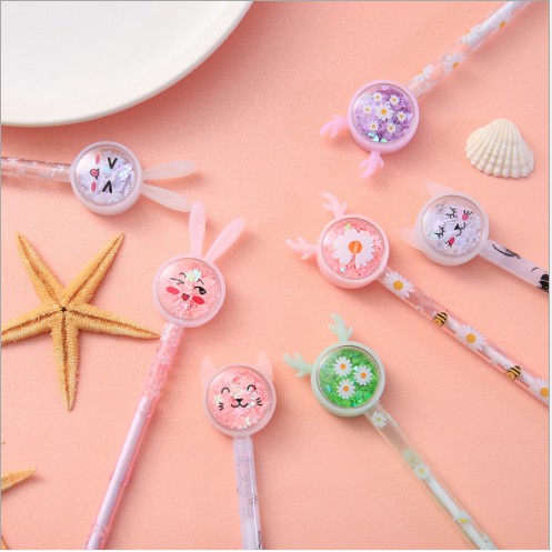 Bút Viết Gel Tai Mèo, Tai Thỏ Kim Tuyến Nhũ Lấp Lánh Nhiều Màu Giá Rẻ Bút Bi Văn Phòng Phẩm Tiện Lợi