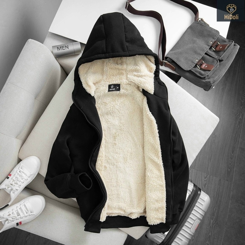 Áo khoác Hoodie nam nữ phong cách thời trang thể thao, Áo khoác nỉ lót lông cừu dày dặn ấm áp _109