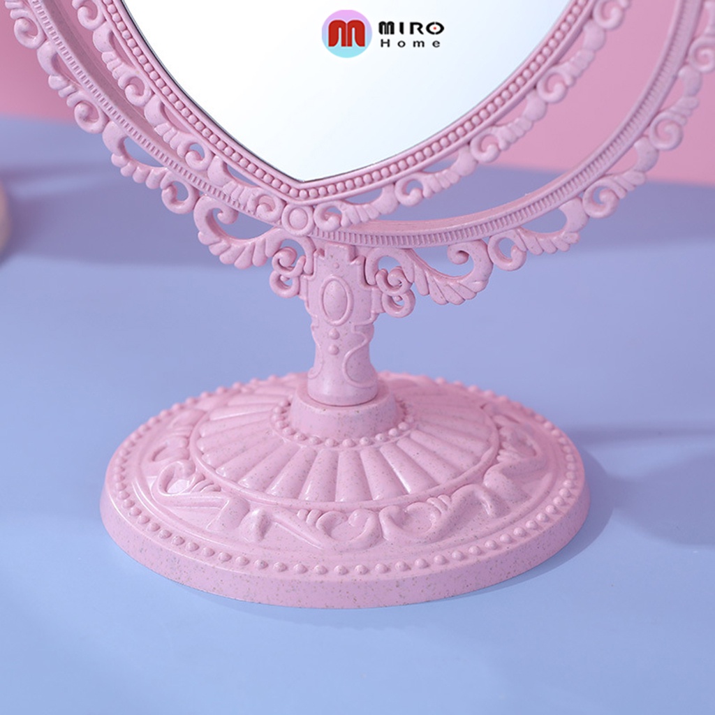 Gương để bàn công chúa màu hồng vintage MIROHOME