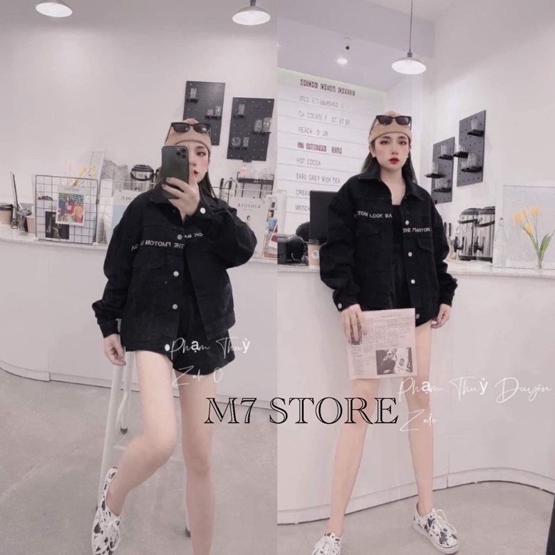 Áo khoác kaki nam nữ unisex TEXT ngang ngực form rộng đen basic, áo sơ mi kaki dài tay nữ thu đông Ulzzang streetwear