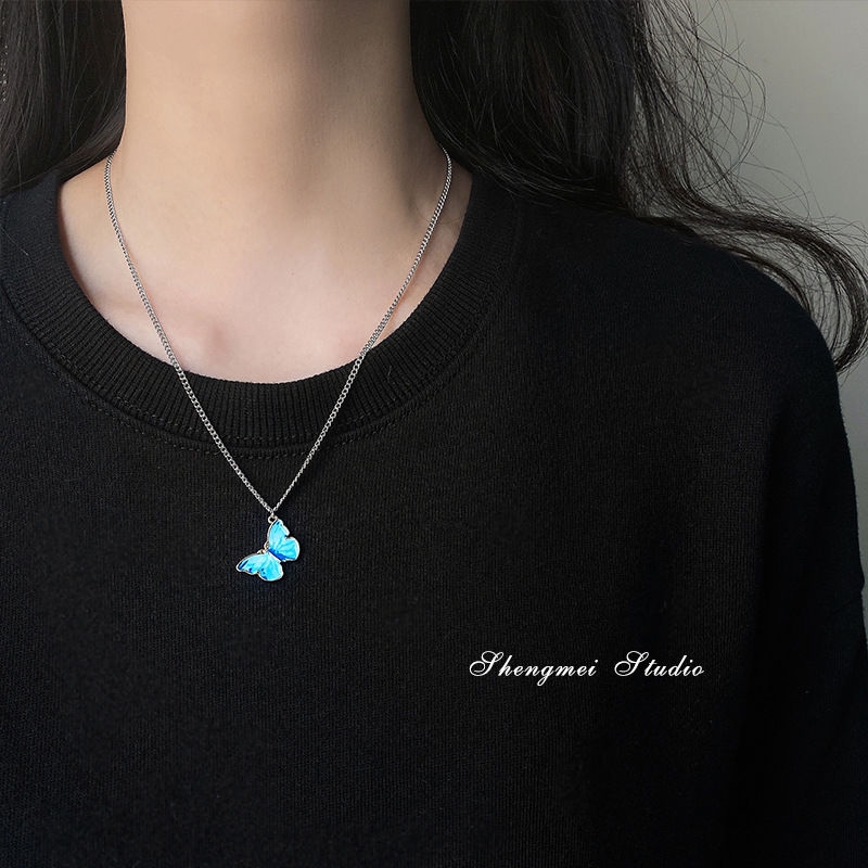 Dây Chuyền Sợi Xích Phối Mặt Hình Bươm Bướm Nhiều Màu Sắc Thời Trang 22342