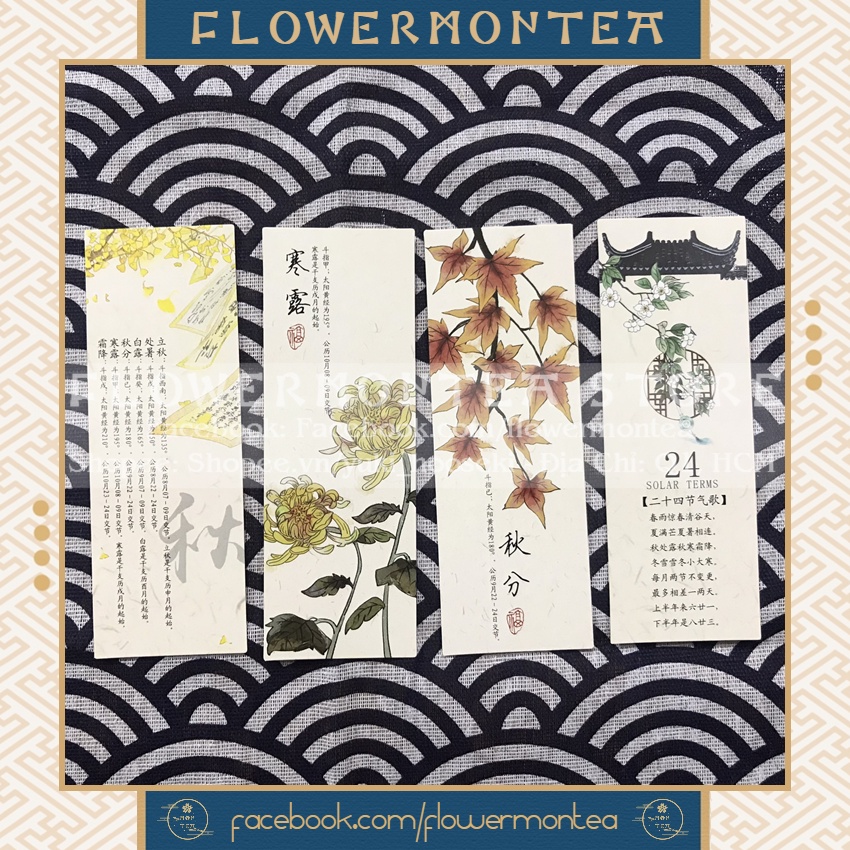Set 6 Thẻ Đánh Dấu Sách | Bookmark Giấy FwMnT - 24 Tiết Khí