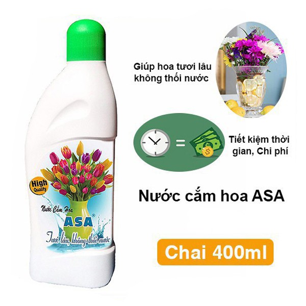 Nước cắm hoa ASA giúp hoa tươi lâu, chống thối nước chai 400ml