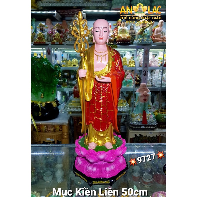 Tượng Địa Tạng Và Mục Kiền Liên Đứng T1 45cm Vẽ Màu Độc Đáo ( Bán lẻ theo phân loại )